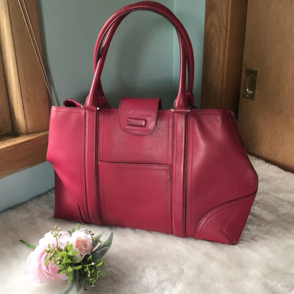 Ann Taylor magenta leather large satchel - Picture 4 of 17